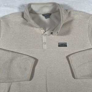 Eddie Bauer Sweater Men XL Oatmeal 1/4 Snap Pullover‎ Long Sleeve Knit Fleece